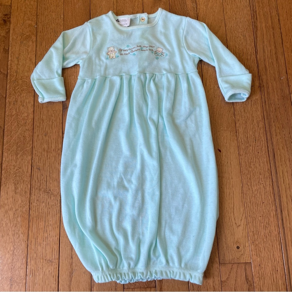 CARTERS BABY GREEN TEDDY BEAR GRAPHIC SLEEP SAC SIZE NEWBORN